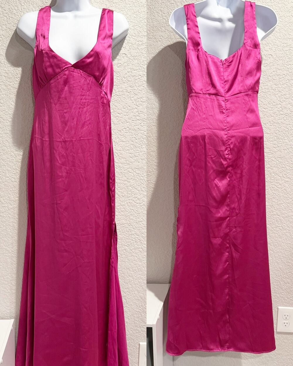princess polly | NWT lynsey fuchia silky summer leg slit midi dress sz 4
